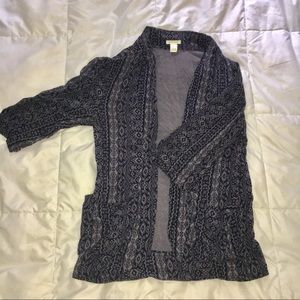 F21 Lightweight Rayon Open front 3/4 sleeve relaxed blazer jacket large GUC